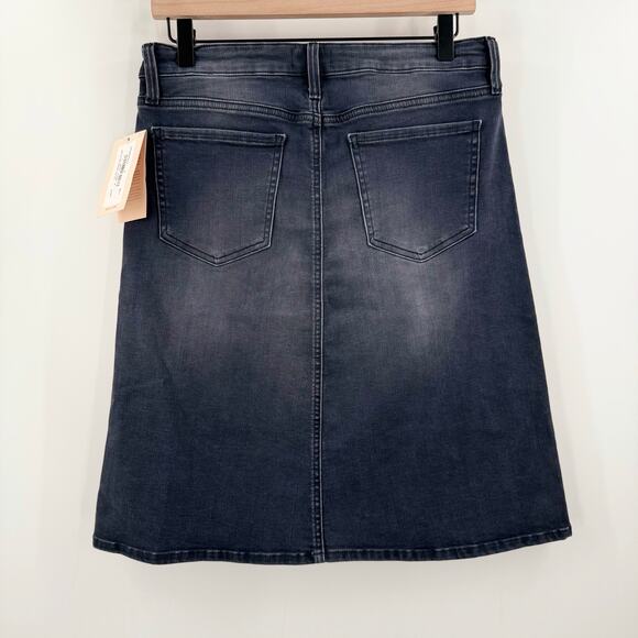 NYDJ Skirt SZ 6 Not Your Daughters Jeans Denim Button A-Line Cotton Stretch NWT - Picture 2 of 12